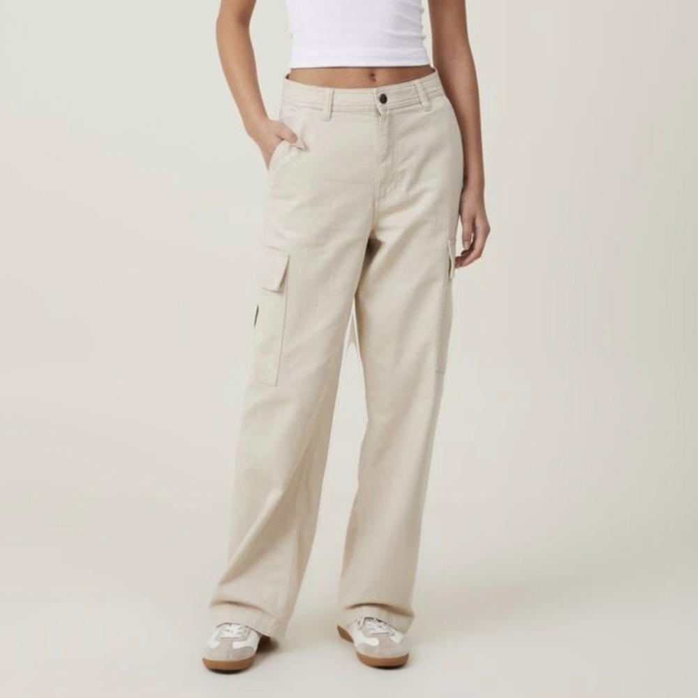 Cotton On Bobbie Tan Cotton Cargo Pants